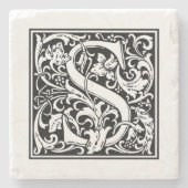 Personalisierter Monogram Letter S Wedday Steinuntersetzer (Vorderseite)