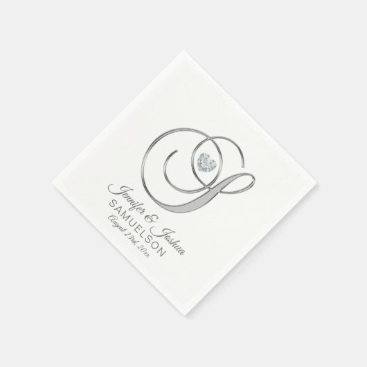 Personalisierter Monogram Letter S White Wedding Serviette (Ecke)