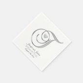 Personalisierter Monogram Letter T Silver Wedding Serviette (Ecke)
