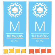 Personalisierter Monogram Name Aquamarin Cornhole 