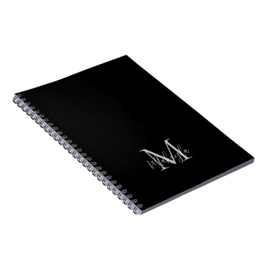 Personalisierter Monogram Name Black Notebook Notizblock (Rechte Seite)