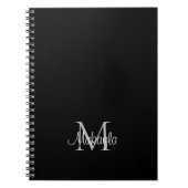 Personalisierter Monogram Name Black Notebook Notizblock (Vorderseite)