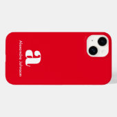 Personalisierter Monogram Name Simple Red Modern Case-Mate iPhone Hülle (Rückseite (Horizontal))