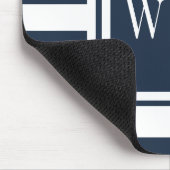 Personalisierter Monogram Navy Blue White Strip Mousepad (Ecke)