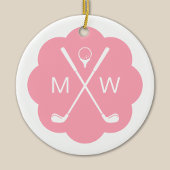 Personalisierter Monogram Pink Golf Keramik Ornament