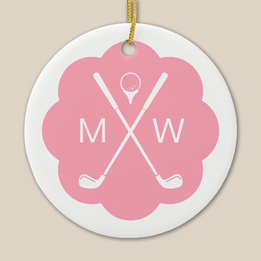 Personalisierter Monogram Pink Golf Keramik Ornament