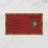 Personalisierter Monogram Red Gold Glitzer QR Code Visitenkarte (Vorderseite)
