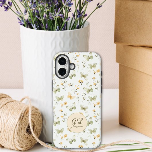 Personalisierter Monogram Spring Butterfly Case-Mate iPhone Hülle