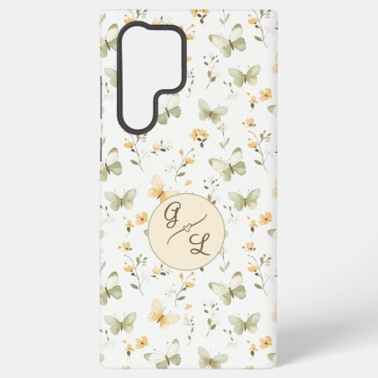 Personalisierter Monogram Spring Butterfly Samsung Galaxy Hülle (Rückseite)