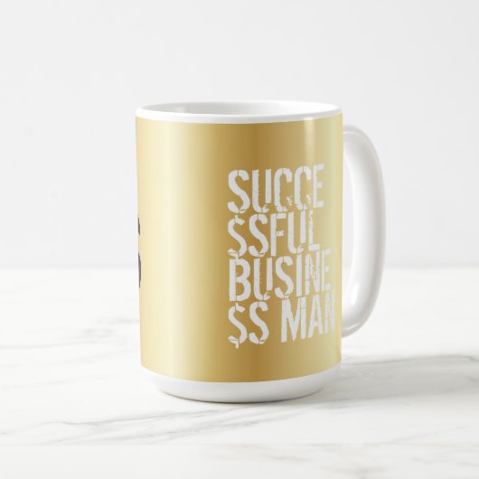 Personalisierter Monogram Trendy Design Gold-Erfol Kaffeetasse (VorderseiteRechts)