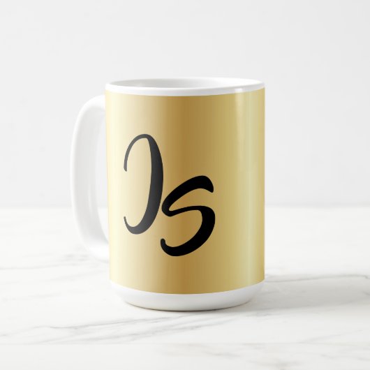 Personalisierter Monogram Trendy Design Gold-Erfol Kaffeetasse (Vorderseite Links)