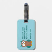 Personalisierter Monogram Wise Brown Barwl Bird Gepäckanhänger (Rückseite vertikal)