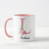Personalisierter Monogramm-Becher mit rosa Rosen a Tasse (Links)