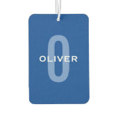 Personalisierter Monogramm blauer Name Autolufterfrischer (Rückseite)