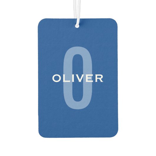 Personalisierter Monogramm blauer Name Autolufterfrischer (Rückseite)
