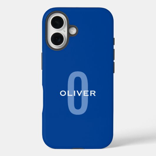Personalisierter Monogramm blauer Name Case-Mate iPhone Hülle (Rückseite)