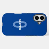 Personalisierter Monogramm blauer Name Case-Mate iPhone Hülle (Rückseite (Horizontal))