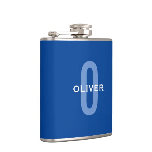 Personalisierter Monogramm blauer Name Flachmann (Rechts)