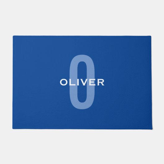Personalisierter Monogramm blauer Name Fußmatte (Vorderseite)