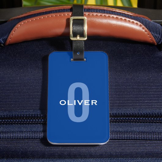 Personalisierter Monogramm blauer Name Gepäckanhänger (Vorderseite Insitu 2)