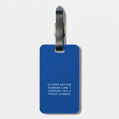 Personalisierter Monogramm blauer Name Gepäckanhänger (Rückseite vertikal)