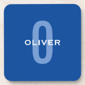 Personalisierter Monogramm blauer Name Getränkeuntersetzer (Vorderseite)