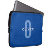 Personalisierter Monogramm blauer Name Laptopschutzhülle (Vorne Rechts)
