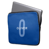 Personalisierter Monogramm blauer Name Laptopschutzhülle (Vorderseite Links)