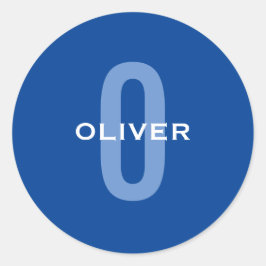 Personalisierter Monogramm blauer Name Runder Aufkleber