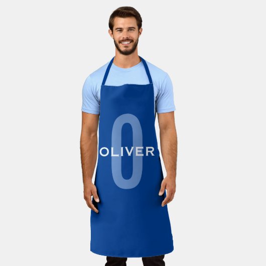 Personalisierter Monogramm blauer Name Schürze (Getragen)