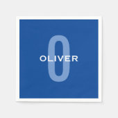 Personalisierter Monogramm blauer Name Serviette (Vorderseite)