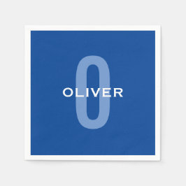 Personalisierter Monogramm blauer Name Serviette