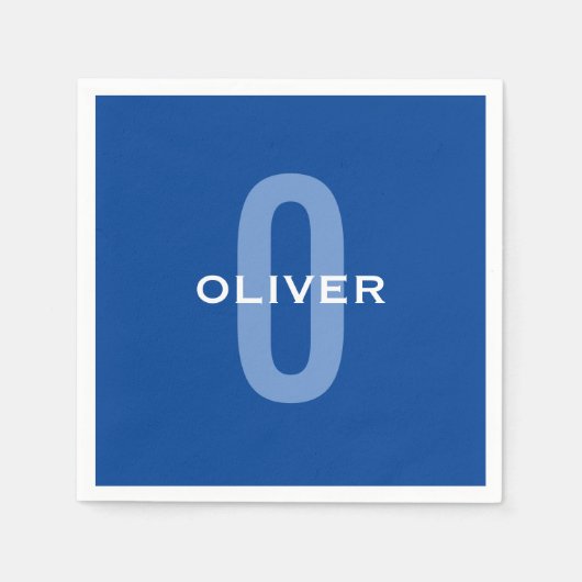 Personalisierter Monogramm blauer Name Serviette (Vorderseite)