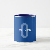 Personalisierter Monogramm blauer Name Tasse (Zentrum)