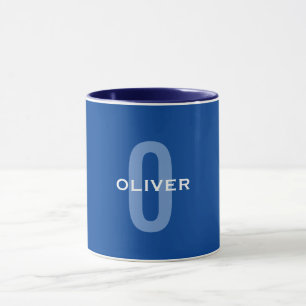 Personalisierter Monogramm blauer Name Tasse