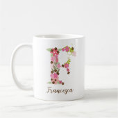Personalisierter Monogramm-Blumenbuchstabe F Kaffeetasse (Links)