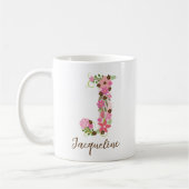 Personalisierter Monogramm-Blumenbuchstabe J Kaffeetasse (Links)