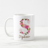 Personalisierter Monogramm-Blumenbuchstabe S Kaffeetasse (Links)