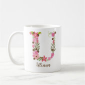 Personalisierter Monogramm-Blumenbuchstabe U Kaffeetasse (Links)