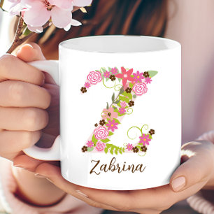 Personalisierter Monogramm-Blumenbuchstabe Z Kaffeetasse