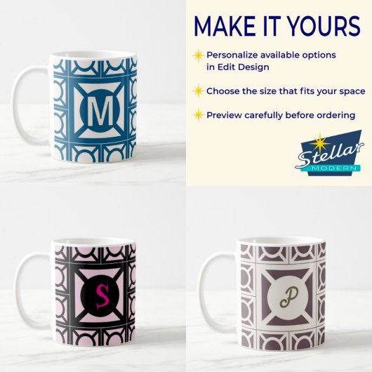Personalisierter Monogramm-Breeze-Block-Becher Kaffeetasse