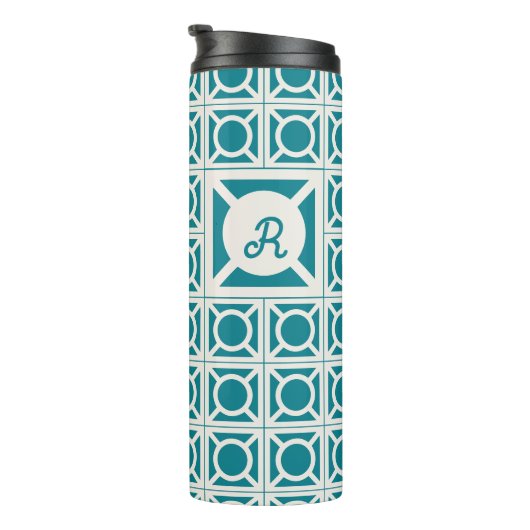 Personalisierter Monogramm-Breeze-Block-Tumbler Thermosbecher (Nach rechts gedreht)