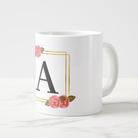 Personalisierter Monogramm Buchstabe A mit goldene Jumbo-Tasse (Vorderseite Rechts)