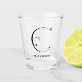 Personalisierter Monogramm Buchstabe C mit Nachnam Schnapsglas