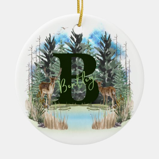 Personalisierter Monogramm-Buchstaben B Keramik Ornament (Vorne)