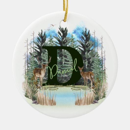 Personalisierter Monogramm-Buchstaben D Keramik Ornament (Vorne)