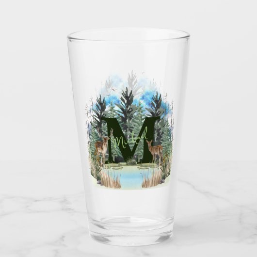 Personalisierter Monogramm-Buchstaben für Wasserfa Glas (Vorderseite)