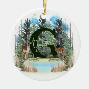 Personalisierter Monogramm-Buchstaben G Keramik Ornament