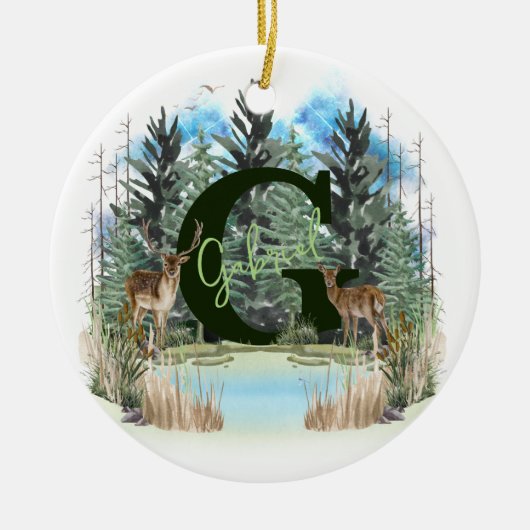 Personalisierter Monogramm-Buchstaben G Keramik Ornament (Vorne)