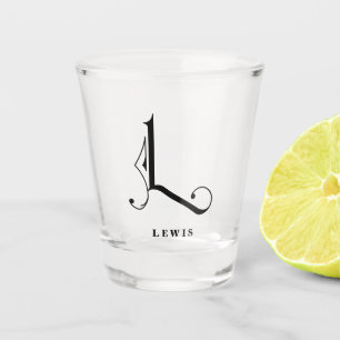 Personalisierter Monogramm-Buchstaben L mit Nachna Schnapsglas